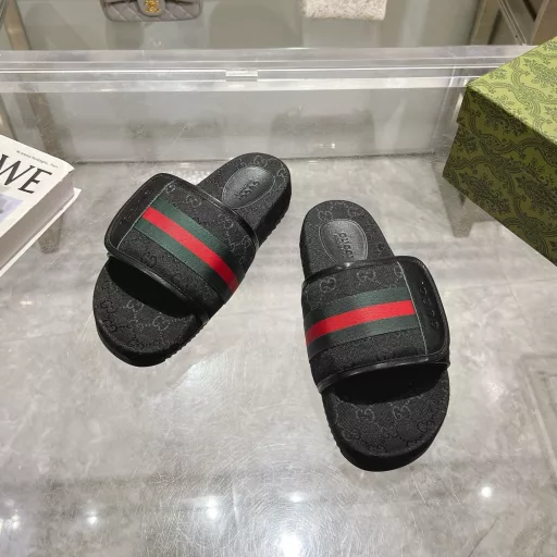 Gucci women's signature shoe features an eye-catching theme. The all-over jacquard design features a geometric GG canvas with classic green, red and green Web.Beige GG jacquard with classic green, red and green Web