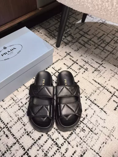 Prada 2025 Spring and Summer New Sandals Roman Thick-soled Velcro Sandals Slippers Latest catwalk style, classic upgrade Comfortable and fashionable Every color combination looks good, designed to meet different style needs