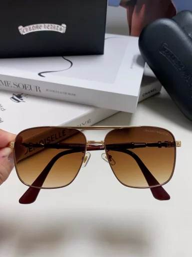 Chrome Hearts 2024 new Hong Kong style retro cross-border modern fashion polygonal sunglasses men's trendy personality women's anti-ultraviolet double-beam sunglasses ladies' sunglasses
