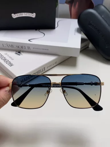 Chrome Hearts 2024 new Hong Kong style retro cross-border modern fashion polygonal sunglasses men's trendy personality women's anti-ultraviolet double-beam sunglasses ladies' sunglasses