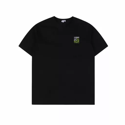 Loewe 25ss logo contrast color letter embroidery short sleeve T-shirtOfficial synchronization 1:1 original mold opening fashion personalitySimple logo letter logo embroidery on the chestVersatile trend Pure original quality Original washed fabricHang tag, collar label, washed wheat three labels complete