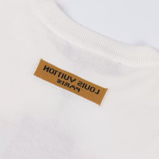LOUIS VUITTON LV colorful leopard print letter intarsia short-sleeved T-shirtOriginal purchase, using 40-count double-ply combed cotton, woven on a German Dornier 12 knitting machine, wool jacquard, wool washing, custom accessories, loose fit
