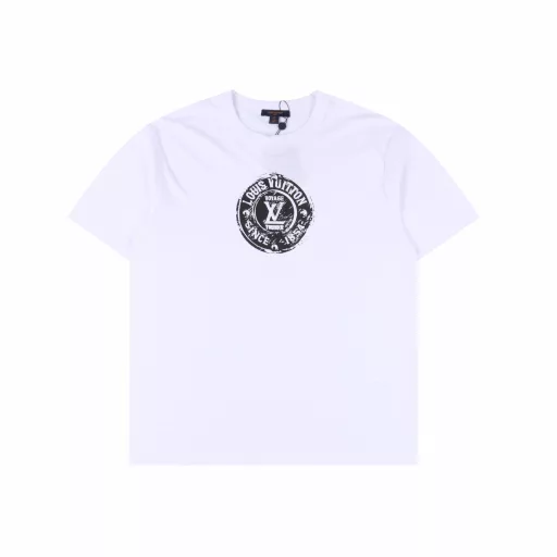 LOUIS VUITTON LV stamped short-sleeved T-shirtAuthentic product purchased and developed, using 60-count liquid ammonia double-strand fabric 170g, collar 1*1 Peter rib 240g, glue printing process, cloth washing, customized accessories, fitted version