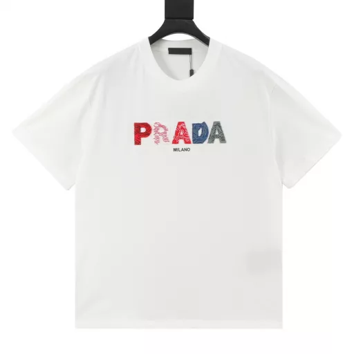 Prada 3D Toothbrush Velvet Graffiti Embroidered Short Sleeve
