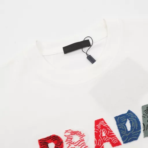 Prada 3D Toothbrush Velvet Graffiti Embroidered Short Sleeve