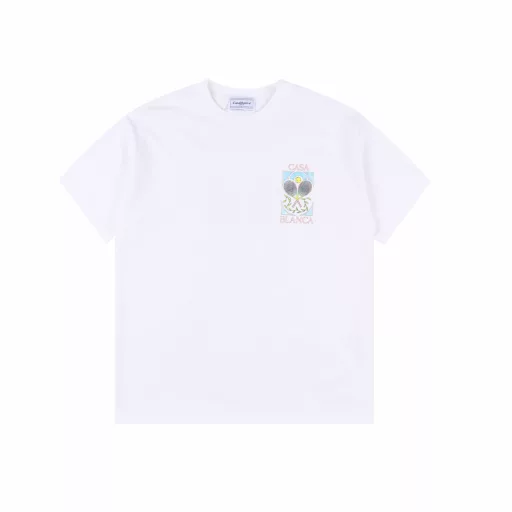 Casablanca/25ss Tennis racket painted graffiti print short-sleeved T-shirtThe simple fashion element design highlights simplicity and is a high-value item this summer.The customer-supplied high-quality knitted cotton 280g fabric has a smooth and delicate feel and is impeccably breathable and comfortable to wear.The fashionable silhouette cutting design highlights the latest fashion trends.Tennis racket painted graffiti prints, special print patterns use an elliptical machine to scan the pattern first and then manually refine the details.The color of the board is repeatedly adjusted, and the ink paddle material is used to perform direct printing on the board.The loose version can be easily controlled by all body shapes, which can be said to have both strength and appearance!
