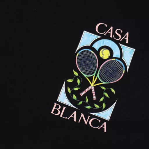 Casablanca/25ss Tennis racket painted graffiti print short-sleeved T-shirtThe simple fashion element design highlights simplicity and is a high-value item this summer.The customer-supplied high-quality knitted cotton 280g fabric has a smooth and delicate feel and is impeccably breathable and comfortable to wear.The fashionable silhouette cutting design highlights the latest fashion trends.Tennis racket painted graffiti prints, special print patterns use an elliptical machine to scan the pattern first and then manually refine the details.The color of the board is repeatedly adjusted, and the ink paddle material is used to perform direct printing on the board.The loose version can be easily controlled by all body shapes, which can be said to have both strength and appearance!