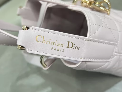 This Dior Toujours vertical bag is a new product in the 2025 early spring ready-to-wear series. It is fashionable, practical and unique. It is carefully crafted from apricot cowhide leather and decorated with oversized rattan check stitching. The spacious interior compartment can store various daily necessities. It has a slim leather lace closure to safely store various items, and there is also a CD Lock letter D knob buckle that can be adjusted on both sides to enhance the style. Small model, top leather handle with detachable leather shoulder strap, can be carried by hand, shoulder or crossbody