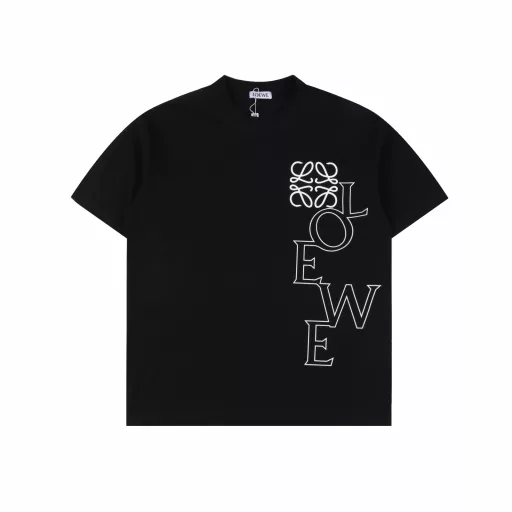Loewe 25SS hollow letter short-sleeved T-shirtThe fabric is made of customized 240g 26-count special smooth double-strand fine cotton plain weave high-density dust-free cotton fabric. The front is high-density thickened, the line is flat, OEM quality, a full set of customized accessories