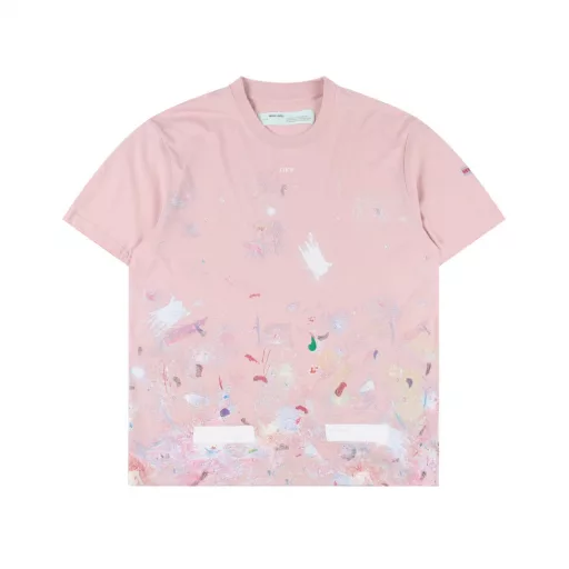 OFF WHITE CO VIRGIL 17ss Starry Sky Fireworks Ink-splashed Arrow Printed Short SleevesCustomized 220g full jersey, coarse thread, strong cotton texture, ready-made garments are washed and pre-shrunk without fading or shrinking, a total of 8 sets of screens, the colors are all produced by color collision, offset printing is thermosetting ink, one-to-one data alignment, thick plate concave and convex feel, the thickness was debugged 13 times last time, the color was adjusted 12 times on the machine to finalize, eight plates were printed in eight times for one color, plus an arrow thick plate printing, the first layer is printed in gray, the second layer is printed in white, the third layer is yellow, the fourth layer is green, the fifth layer is blue, the sixth layer is purple, the seventh layer is orange, and the last layer is a thick plate. Any step will be invalidated if it is wrong, brand new washing label auxiliary materials, I don’t know how many layers of printing on the back, risking the risk of printing bad clothes to carve out such a model, if it is not customized, the fabric really can’t hold such a toss, the starry sky fireworks effect is staggered + Strong sense of layering, large logo printed on the back, authentic brush effect, strong concave and convex sense, no ambiguity in materials, customized tag accessories, all in place