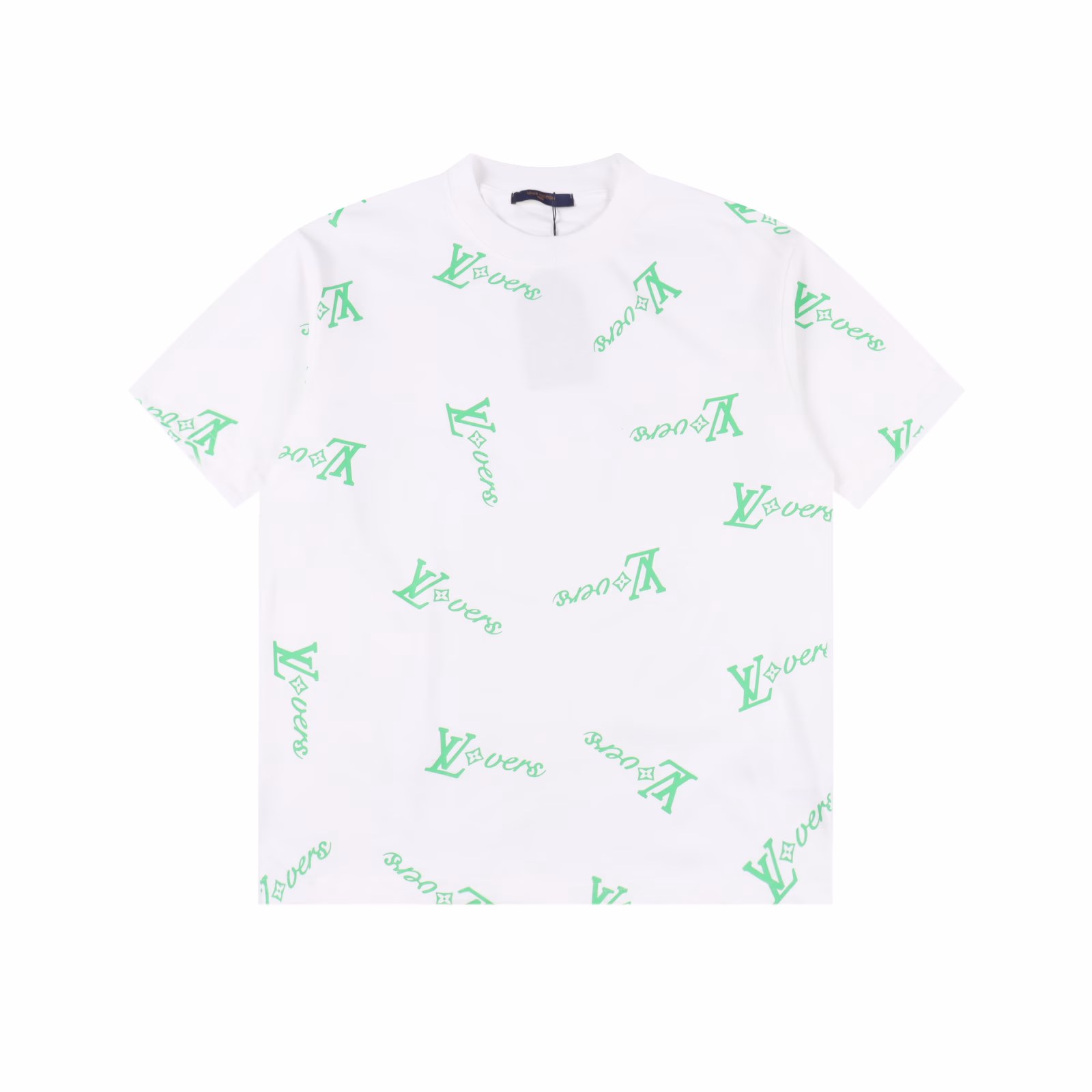 Louis Vuitton 2025ss green full-print logo short-sleeved T-shirt, customized exclusive pure cotton fabric, customized original craft thread, heavy letter logo craft design on the chest! Simple and generous, easy to match, high-grade, perfectly integrated with fashion and style, a top fashionable temperament model that is perfect for outer wear! The overall feeling is natural! The ultimate classic versatile short-sleeved T-shirt, using the latest three-dimensional letter Iogo pattern element design! The ultimate heavy workmanship and ultimate perfection! Fans who pursue high quality please buy it by yourself, and sincerely invite all fans who know the goods to appreciate this model together