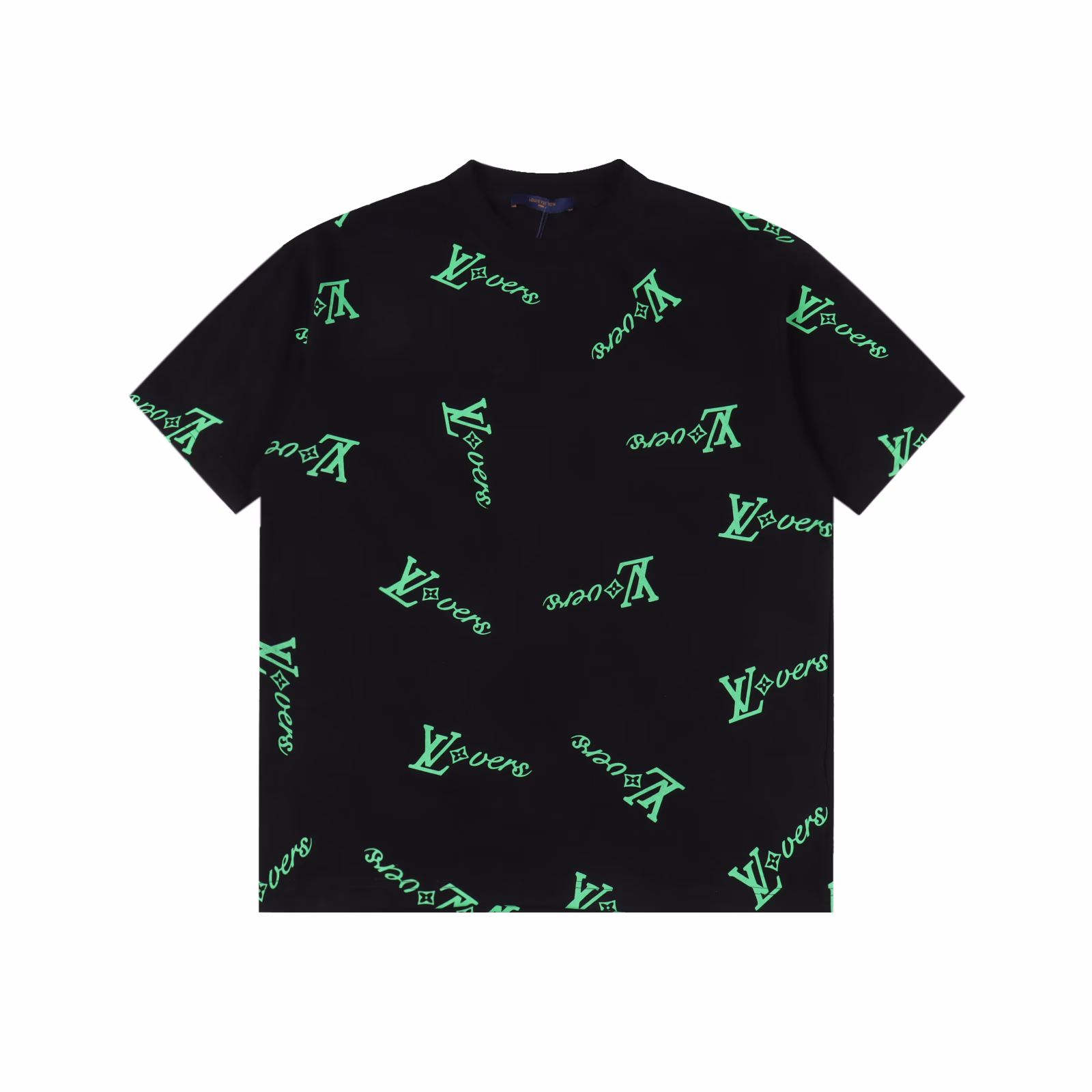 Louis Vuitton 2025ss green full-print logo short-sleeved T-shirt, customized exclusive pure cotton fabric, customized original craft thread, heavy letter logo craft design on the chest! Simple and generous, easy to match, high-grade, perfectly integrated with fashion and style, a top fashionable temperament model that is perfect for outer wear! The overall feeling is natural! The ultimate classic versatile short-sleeved T-shirt, using the latest three-dimensional letter Iogo pattern element design! The ultimate heavy workmanship and ultimate perfection! Fans who pursue high quality please buy it by yourself, and sincerely invite all fans who know the goods to appreciate this model together