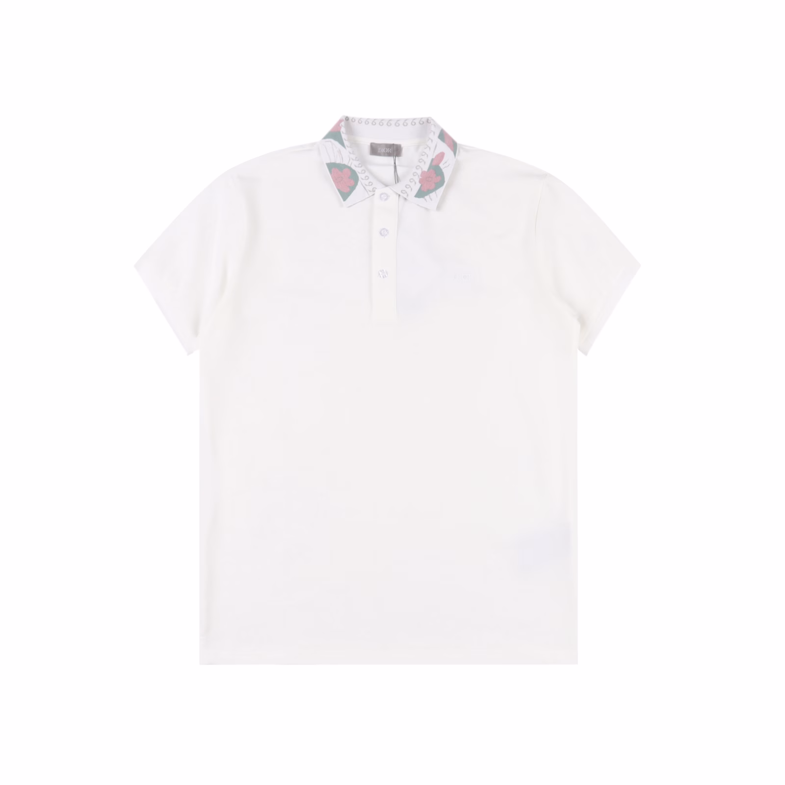 Dior Flower Collar Jacquard Polo Short SleeveMade of cotton pique mesh fabric, customized material 260g long-staple cotton. The collar is made of double-system jacquard flat machine, which is elastic and does not deform. The clothes are all bound with original fabric. The front chest has a double-layer tube, no visible stitching, no loose edges. Cuffs, front chest tube bottom, shoulder seam bone. All restored to the original. No original, no product.
