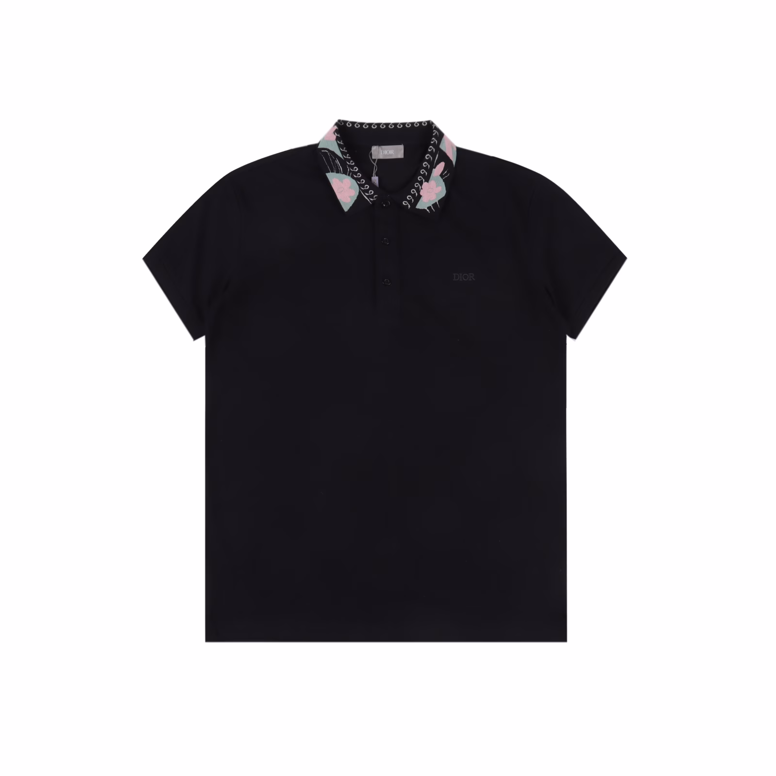 Dior Flower Collar Jacquard Polo Short SleeveMade of cotton pique mesh fabric, customized material 260g long-staple cotton. The collar is made of double-system jacquard flat machine, which is elastic and does not deform. The clothes are all bound with original fabric. The front chest has a double-layer tube, no visible stitching, no loose edges. Cuffs, front chest tube bottom, shoulder seam bone. All restored to the original. No original, no product.