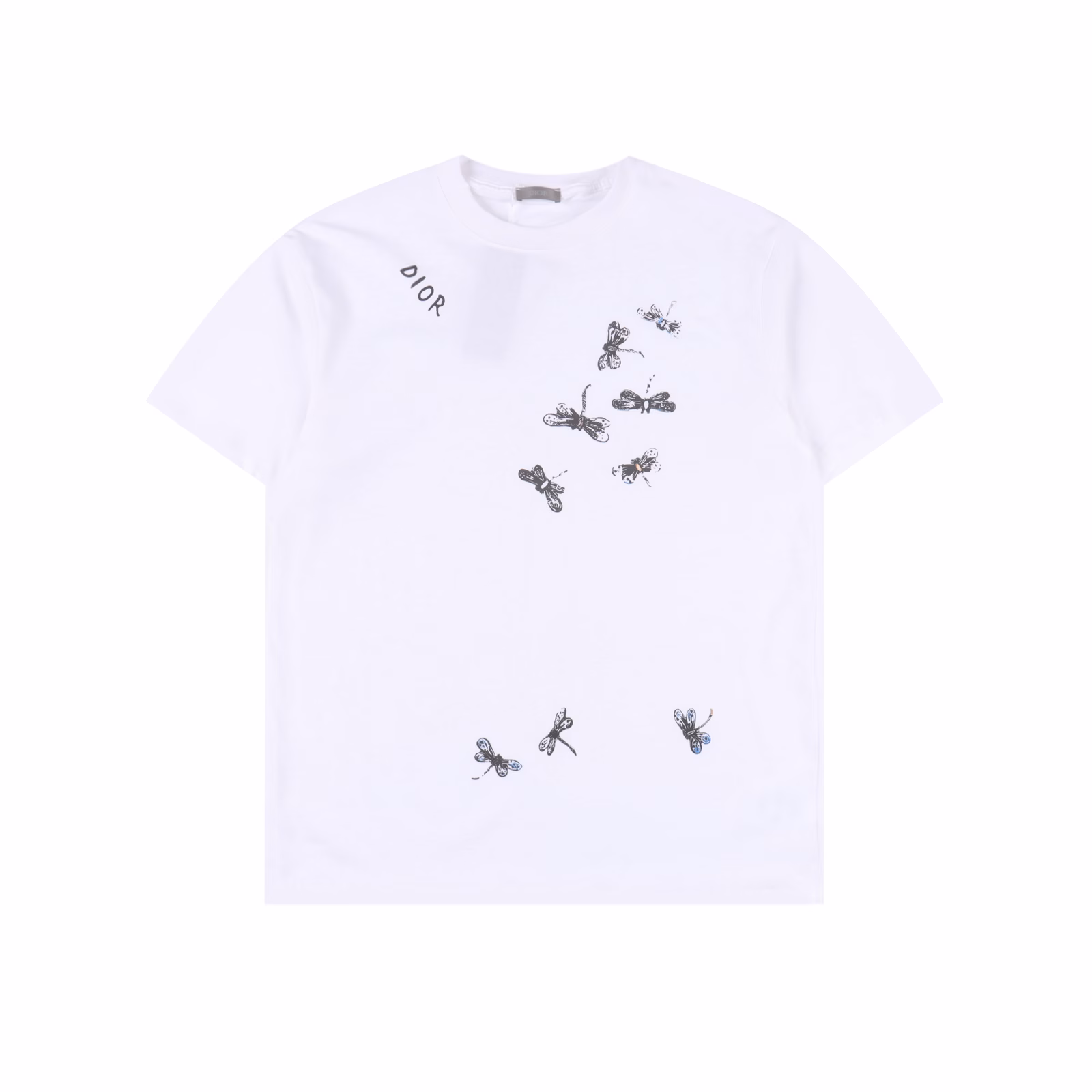 Dior Dragonfly Print Short Sleeve T-shirtPure cotton washed fabric, weighing about 300 grams after washing. Soft and skin-friendly. Exquisite workmanship, moderate thickness. Same style for men and women, loose version, fashionable and versatile.