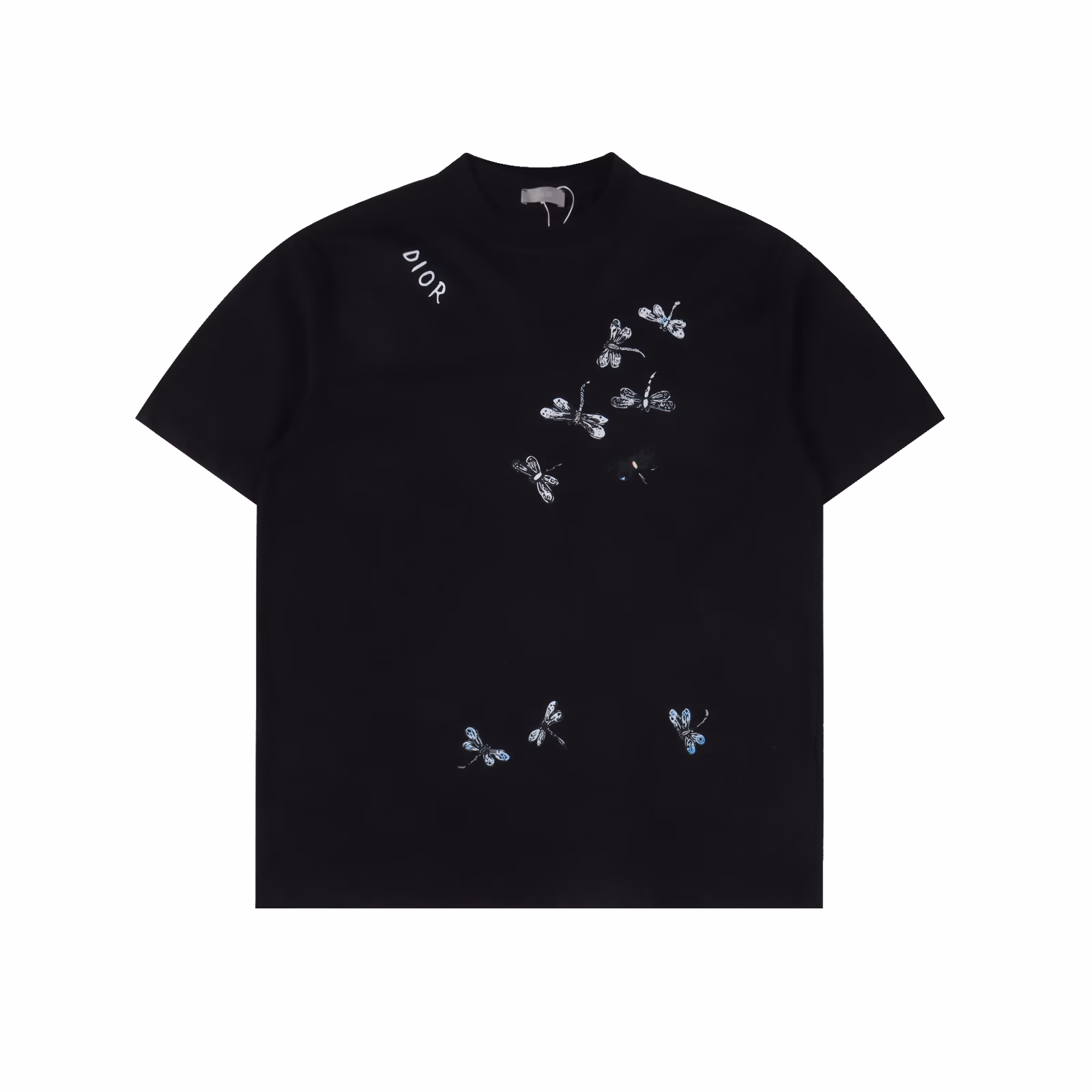 Dior Dragonfly Print Short Sleeve T-shirtPure cotton washed fabric, weighing about 300 grams after washing. Soft and skin-friendly. Exquisite workmanship, moderate thickness. Same style for men and women, loose version, fashionable and versatile.