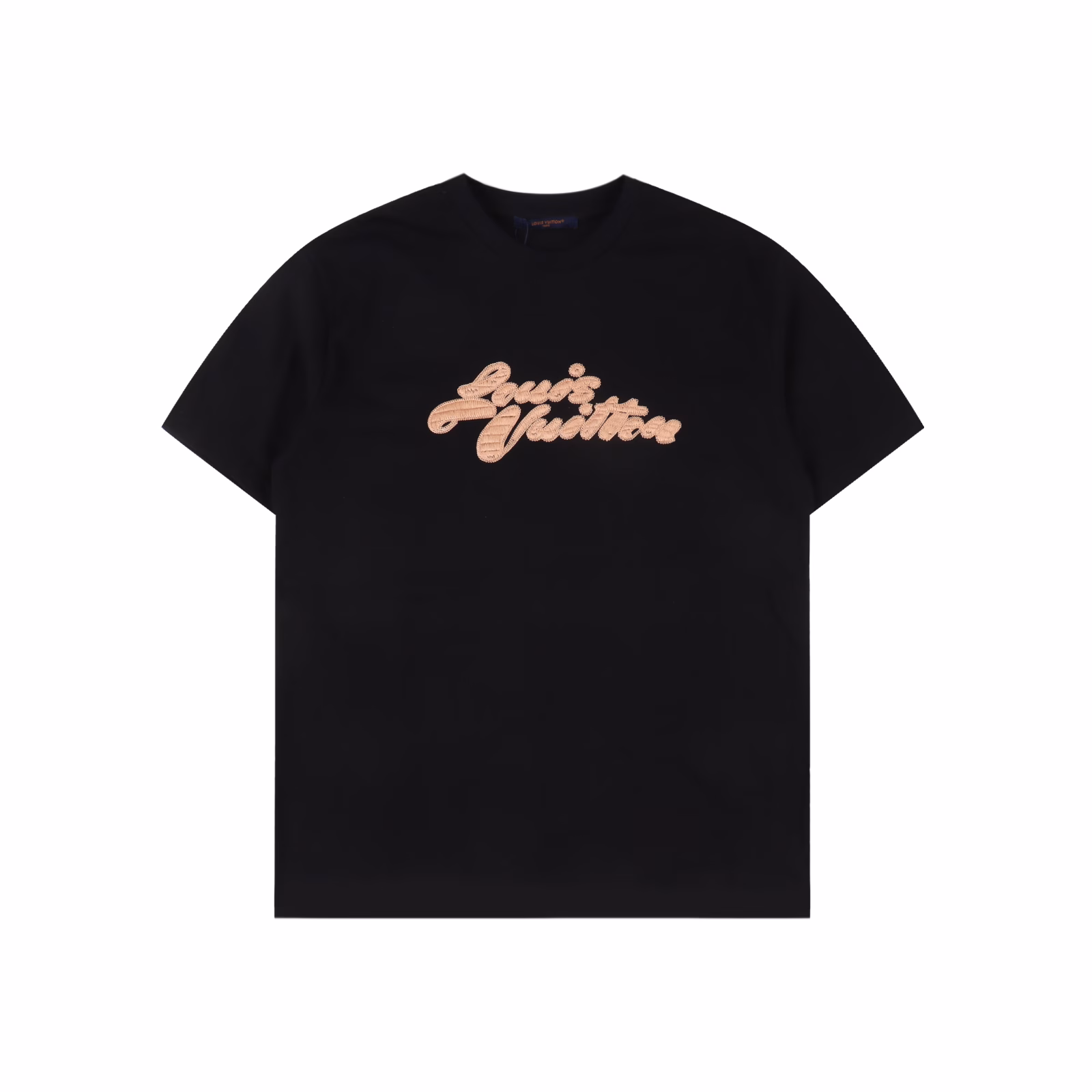 Louis Vuitton 25ss Embroidered Artistic Letter Logo Short Sleeve T-shirtCotton jersey fabric is a knitted fabric made of cotton fiber. The fabric has good moisture absorption and breathability. The softness and skin-friendliness of cotton fiber make the fabric feel comfortable. The fabric structure gives the fabric a certain strength and stability, but its elasticity may be less than other complex weaving methods.