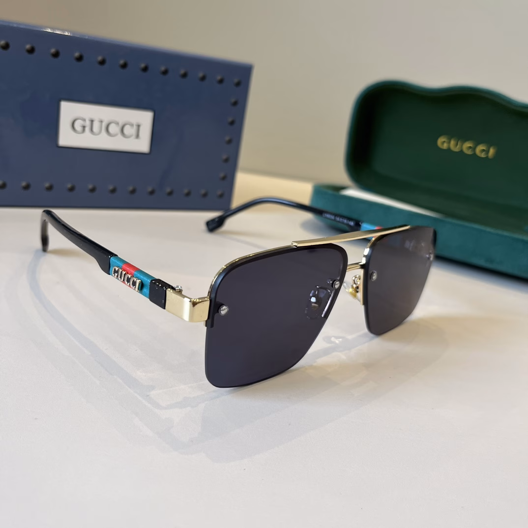 Gucci's new sunglasses🕶️Same style for men and women, extremely comfortable to wearFashionable styleClassic metal single beam aviator toad-shaped fashion sunglasses