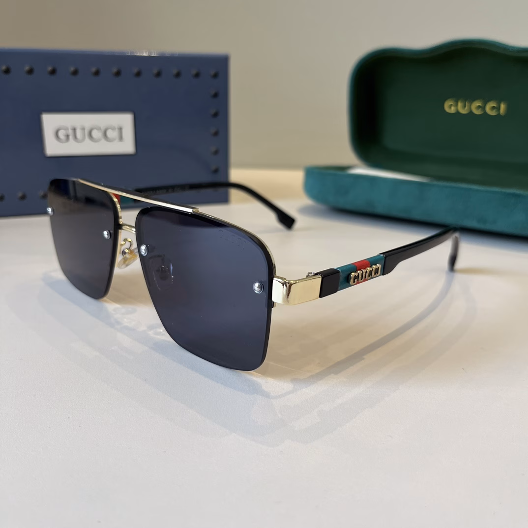 Gucci's new sunglasses🕶️Same style for men and women, extremely comfortable to wearFashionable styleClassic metal single beam aviator toad-shaped fashion sunglasses
