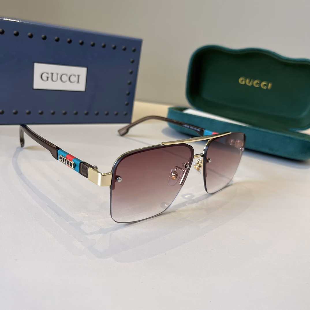 Gucci's new sunglasses🕶️Same style for men and women, extremely comfortable to wearFashionable styleClassic metal single beam aviator toad-shaped fashion sunglasses