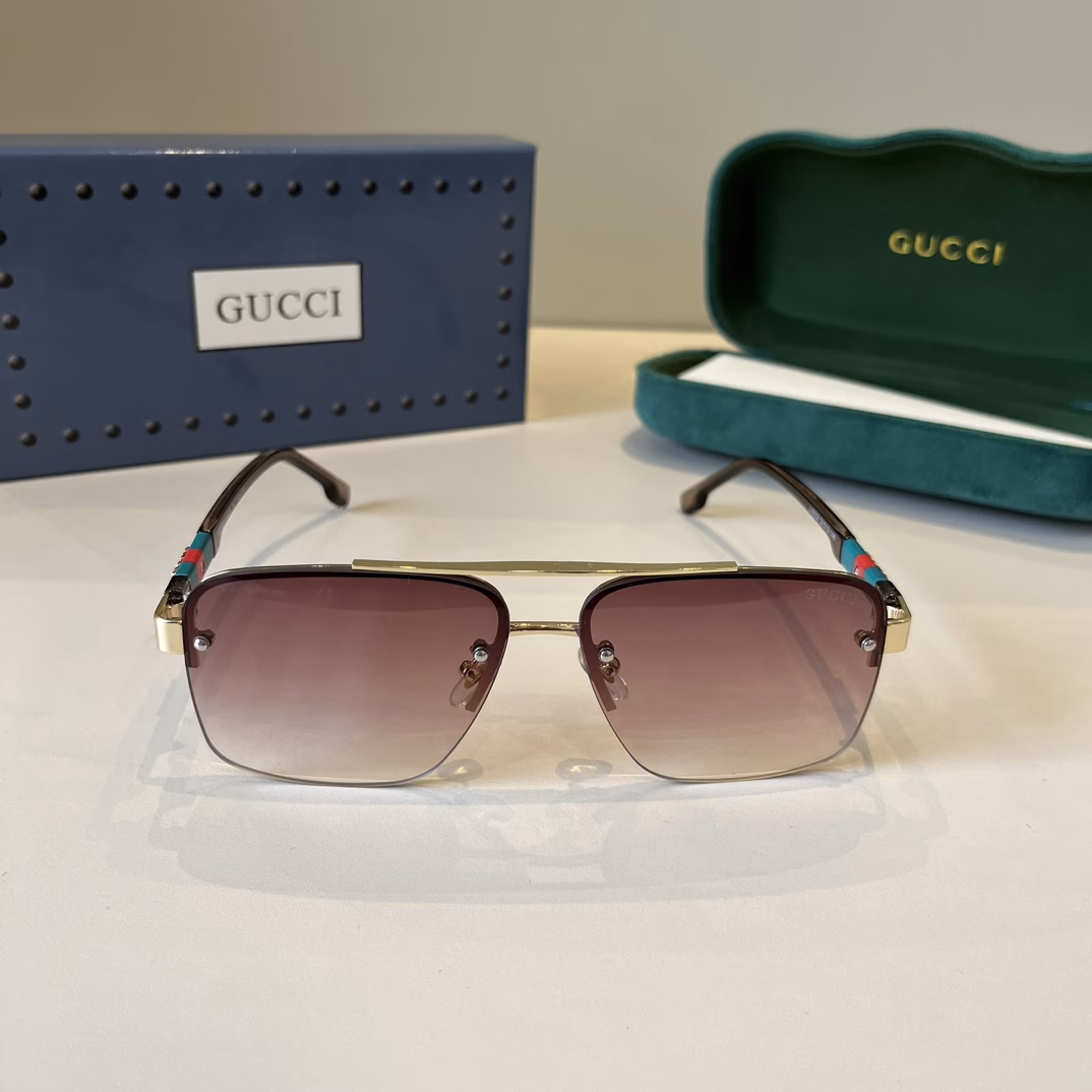 Gucci's new sunglasses🕶️Same style for men and women, extremely comfortable to wearFashionable styleClassic metal single beam aviator toad-shaped fashion sunglasses