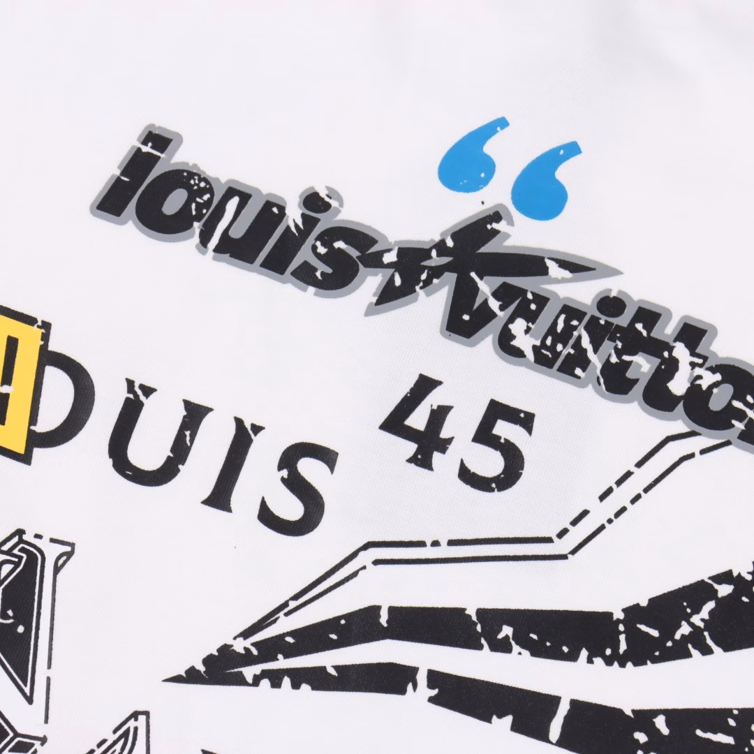 Louis Vuitton 25ss ripped print short-sleeved T-shirtHot-selling spring and summer short-sleeved T-shirt in stock, simple basic wardrobe artifact, a must-have for casual and versatile styles, first-class workmanship and texture, regular European goods