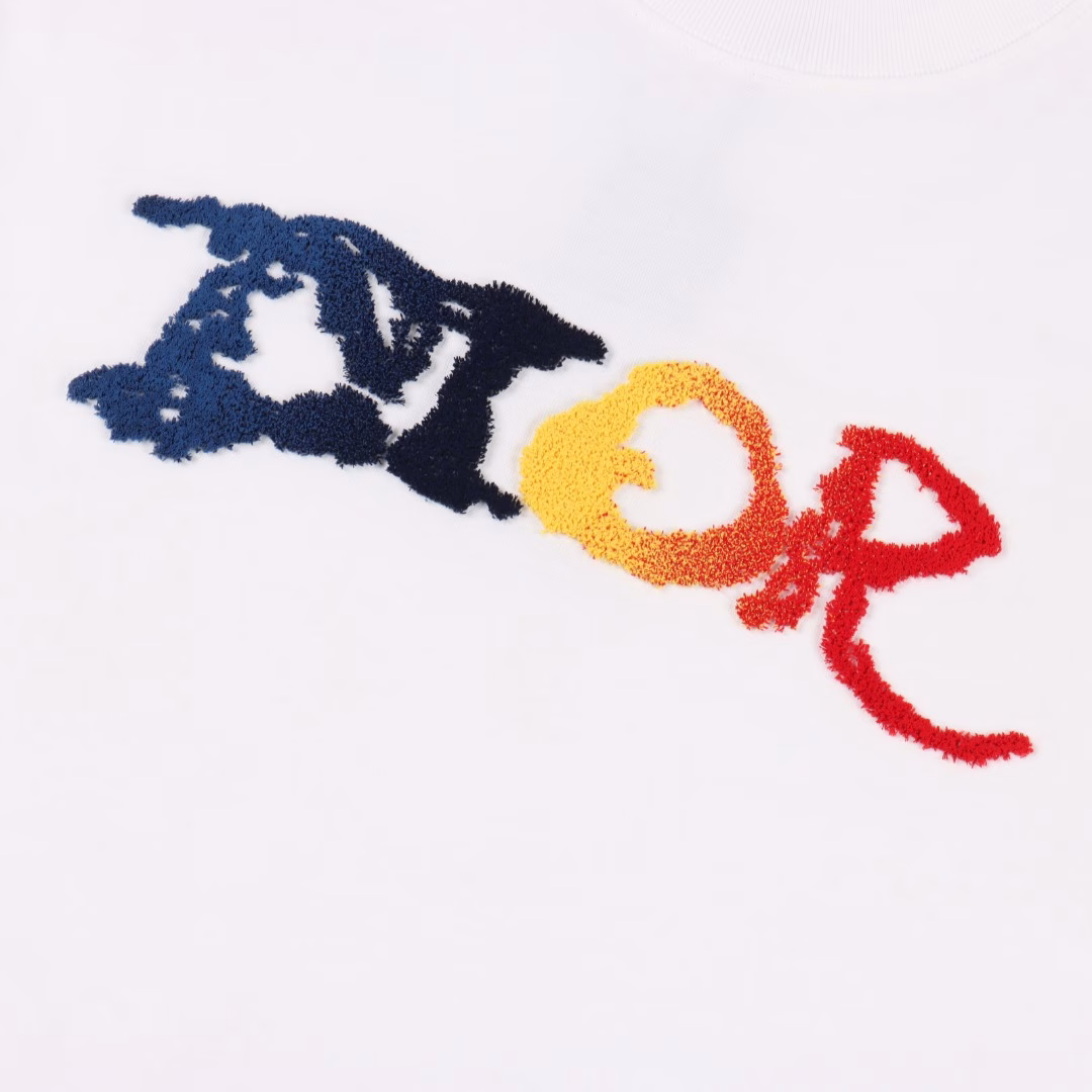 Dior classic toothbrush velvet gradient embroidered short sleeves