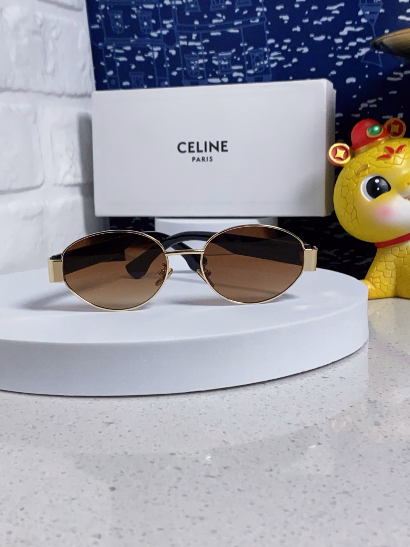 celine 2025 new internet celebrity oval Arc de Triomphe ins style retro fashion sunglasses men's sunglasses unisex