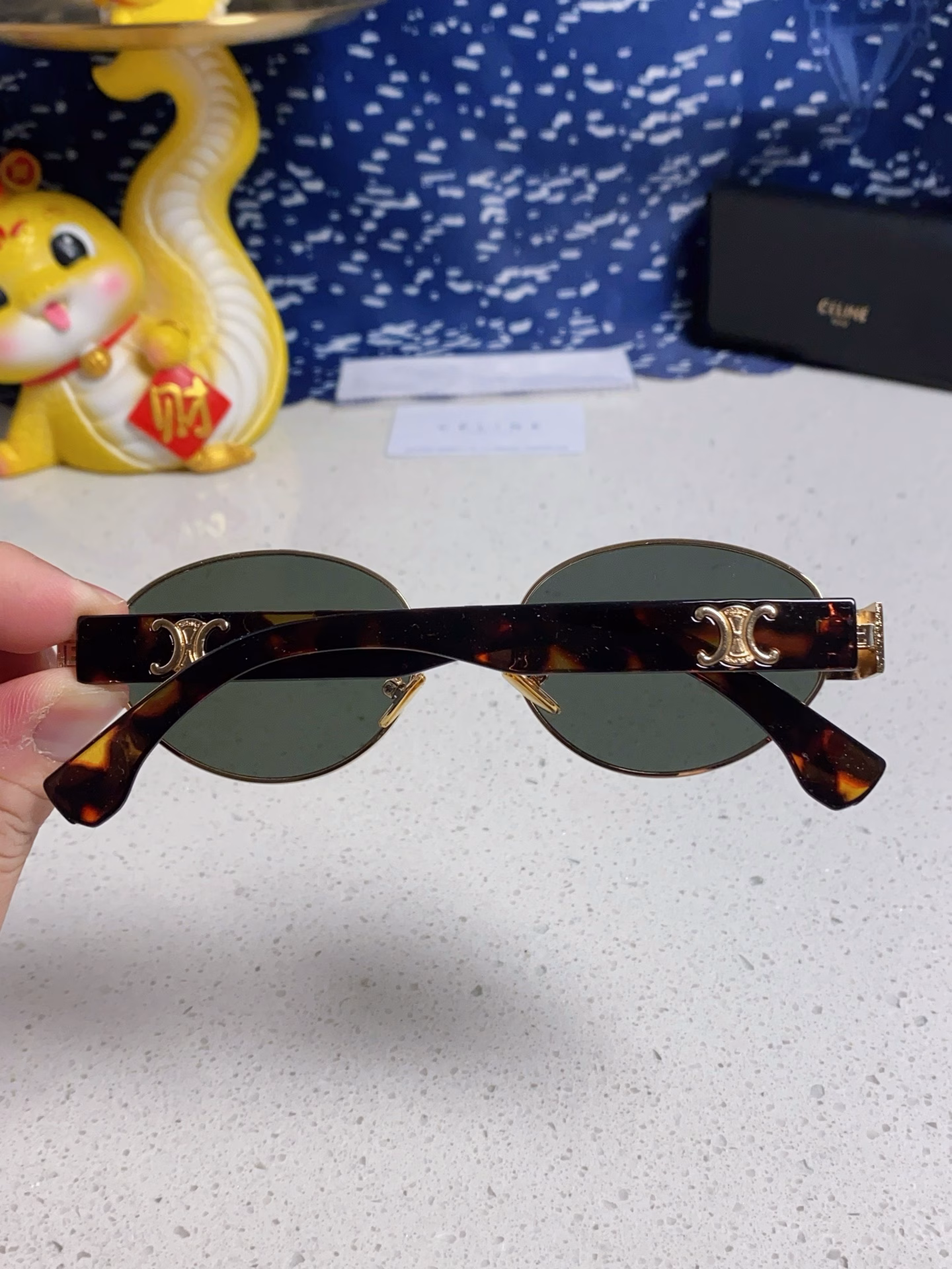 celine 2025 new internet celebrity oval Arc de Triomphe ins style retro fashion sunglasses men's sunglasses unisex