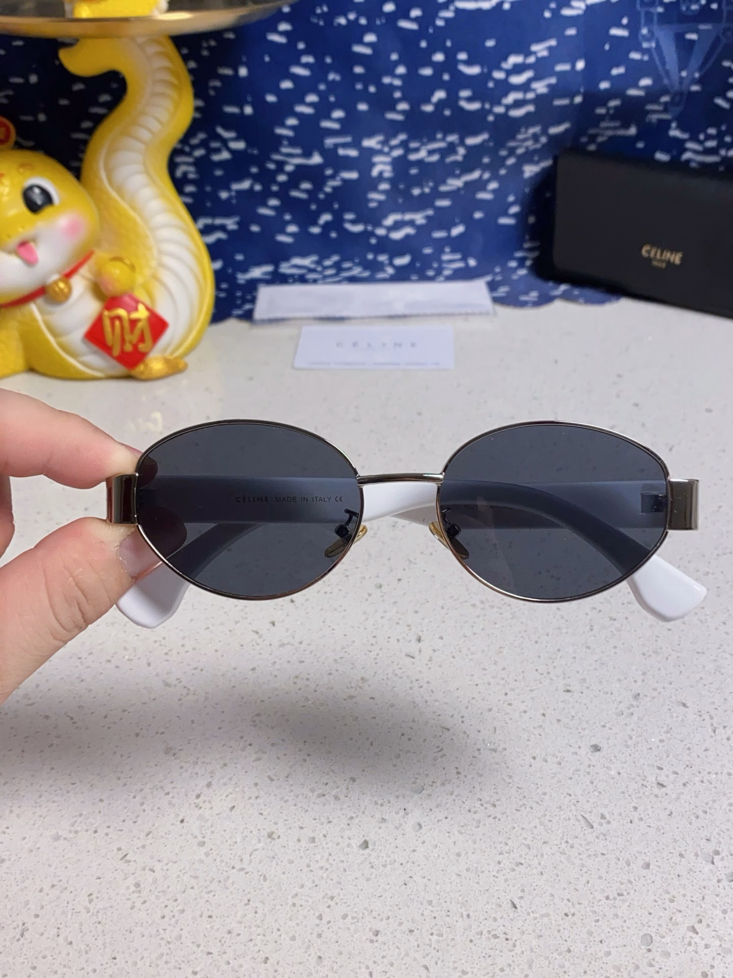 celine 2025 new internet celebrity oval Arc de Triomphe ins style retro fashion sunglasses men's sunglasses unisex