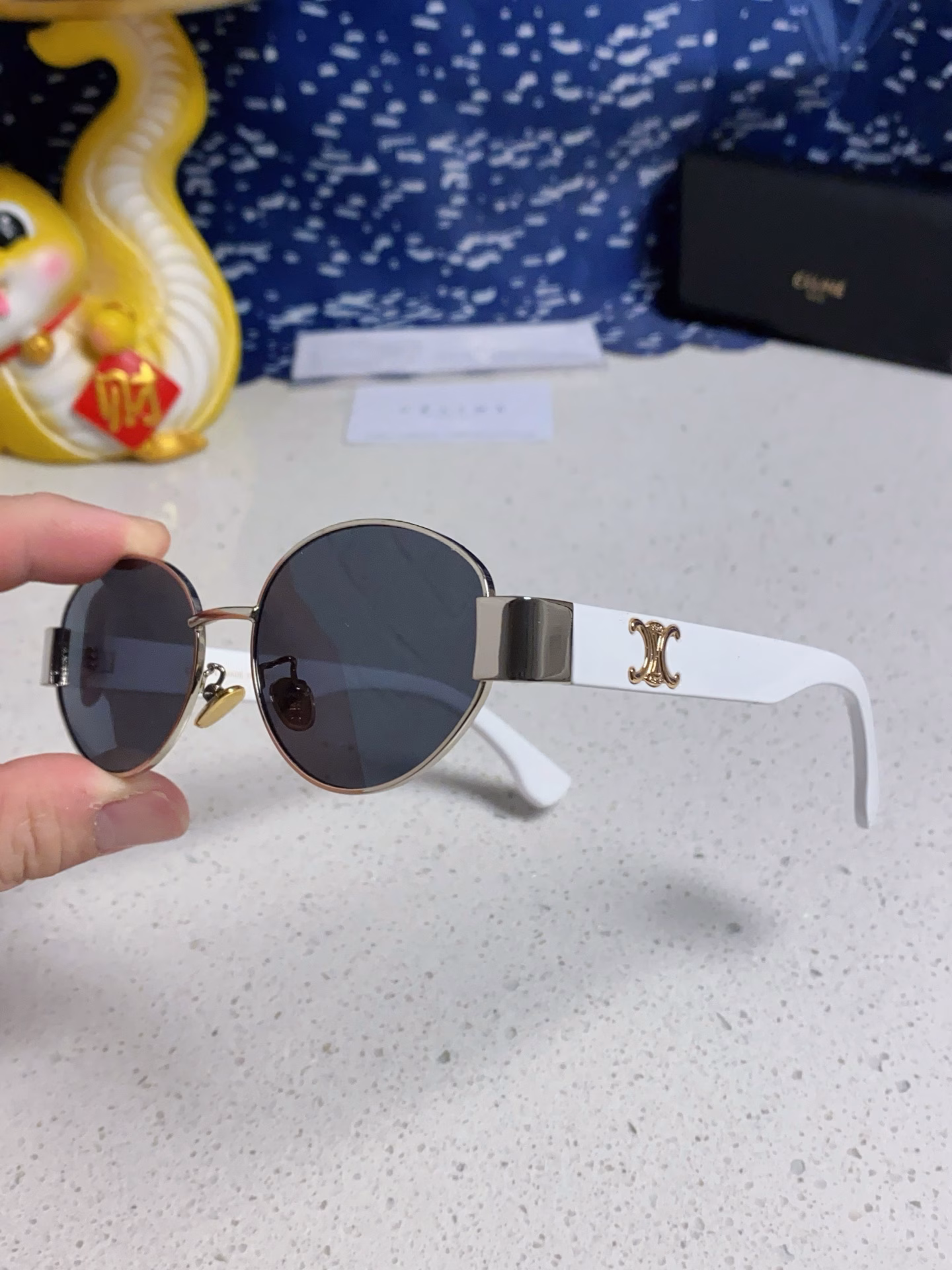 celine 2025 new internet celebrity oval Arc de Triomphe ins style retro fashion sunglasses men's sunglasses unisex
