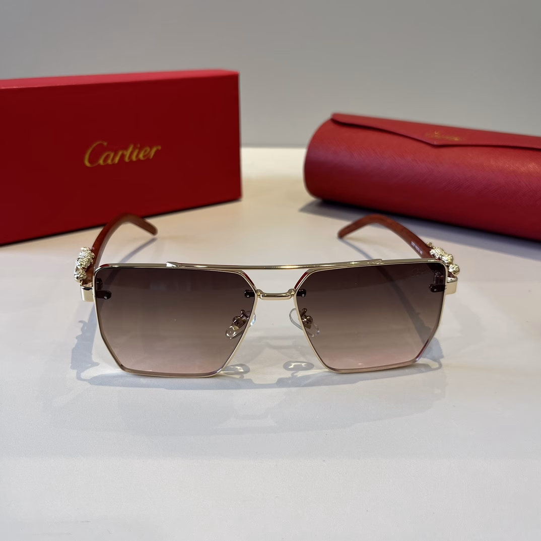 Cartier precious sunglasses metal material PC temples ten frameless ultra-light electroplating craftsmanship exquisite temperament! New models just arrived official website original ultra-high quality, ultra-high-end luxury symbol