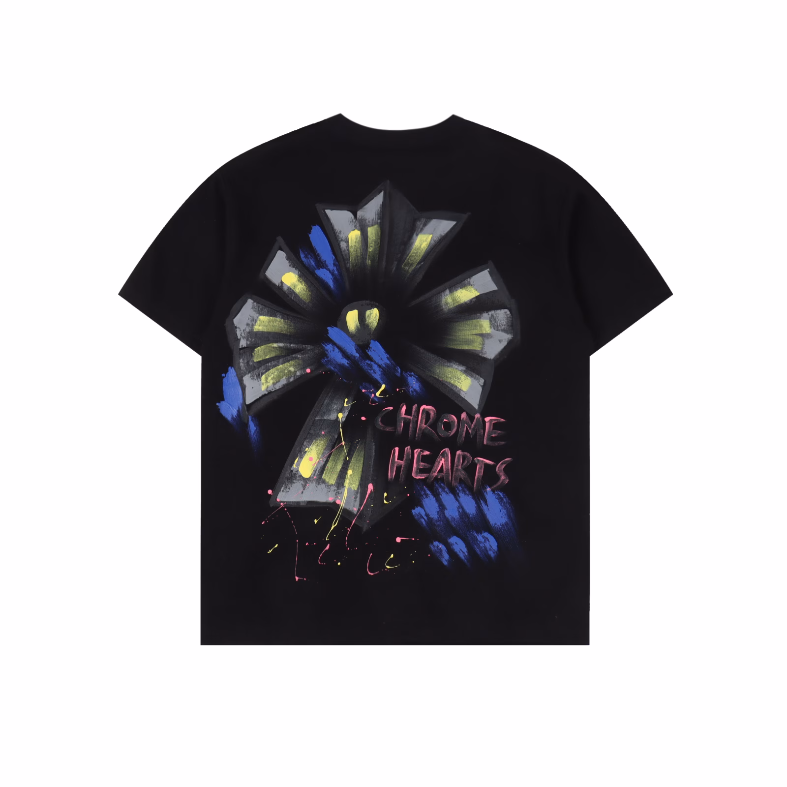 Chrome Hearts painted petal short-sleeved T-shirtPrinted by imported direct-injection machine, hardware accessories are all ground and customizedCorrect configuration Black 2025 Chrome Hearts genuine packaging 280g custom-dyed double yarn cotton Large version Loose and stylish Different from the low version of the slim version with a hip-slimming upper body Correct high-density main label washing tag Hand-sewn